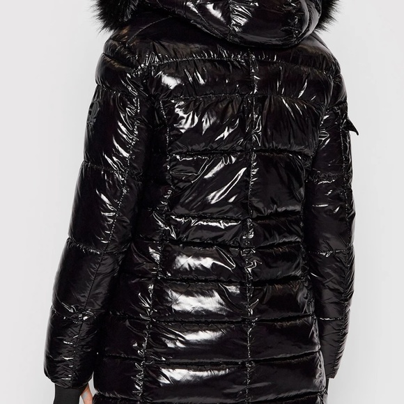 NWT Donna Karan Puffer Coat with Faux Fur detachable Hood Large - Picture 7 of 7